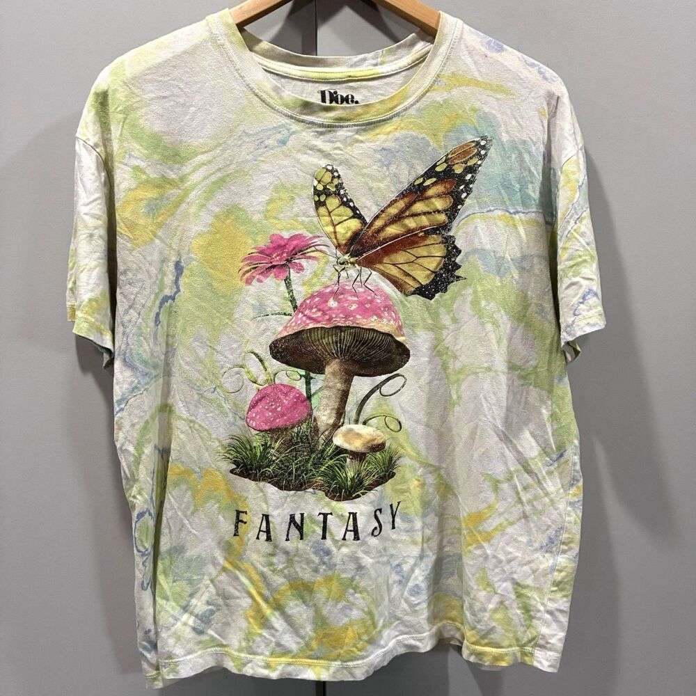 Doe Mushroom Fantasy Cotton Tie-Dye Graphic T-Shirt Sz M Boho Hippie Whimsigoth